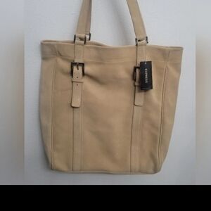 Express 100% suede Tan Tote with Buckle Accents